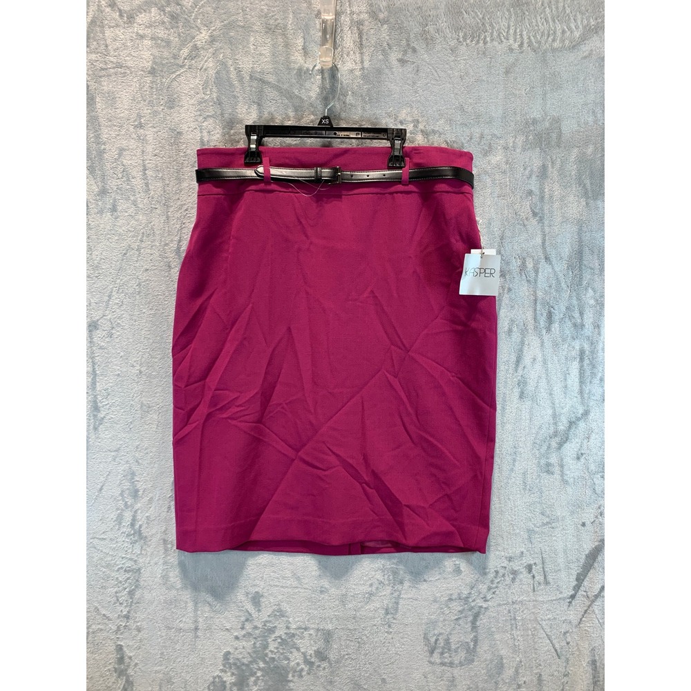 Kasper Womens Cerise Pink Belted Pencil Skirt Size 12 New 10909041-R75